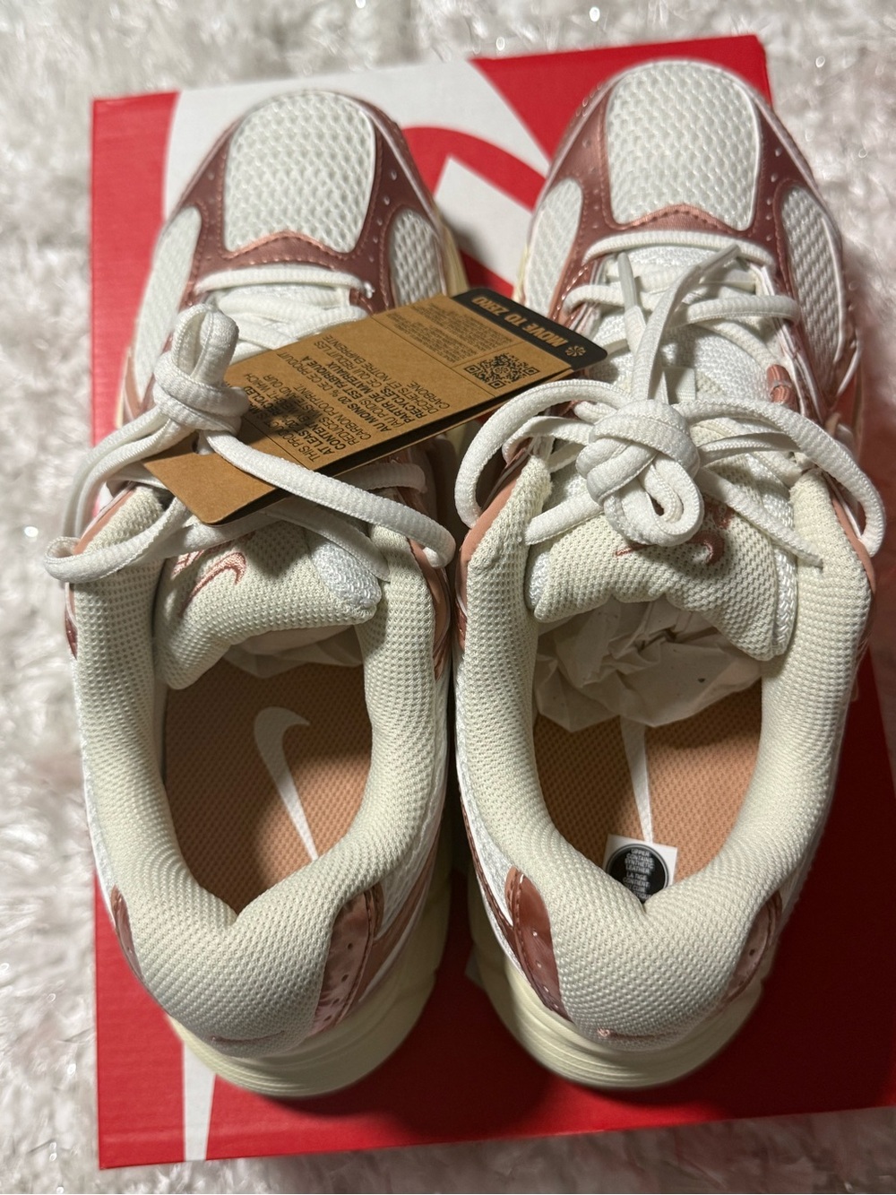 Nike Women's Rose Gold and White Mesh Sneaker - Picture 3 of 4